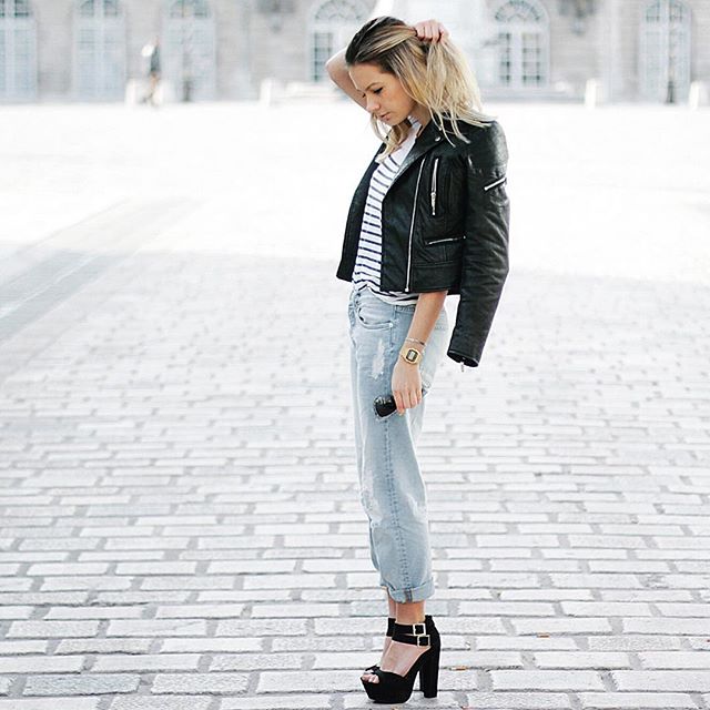 OOTD biker and boyfriend jean